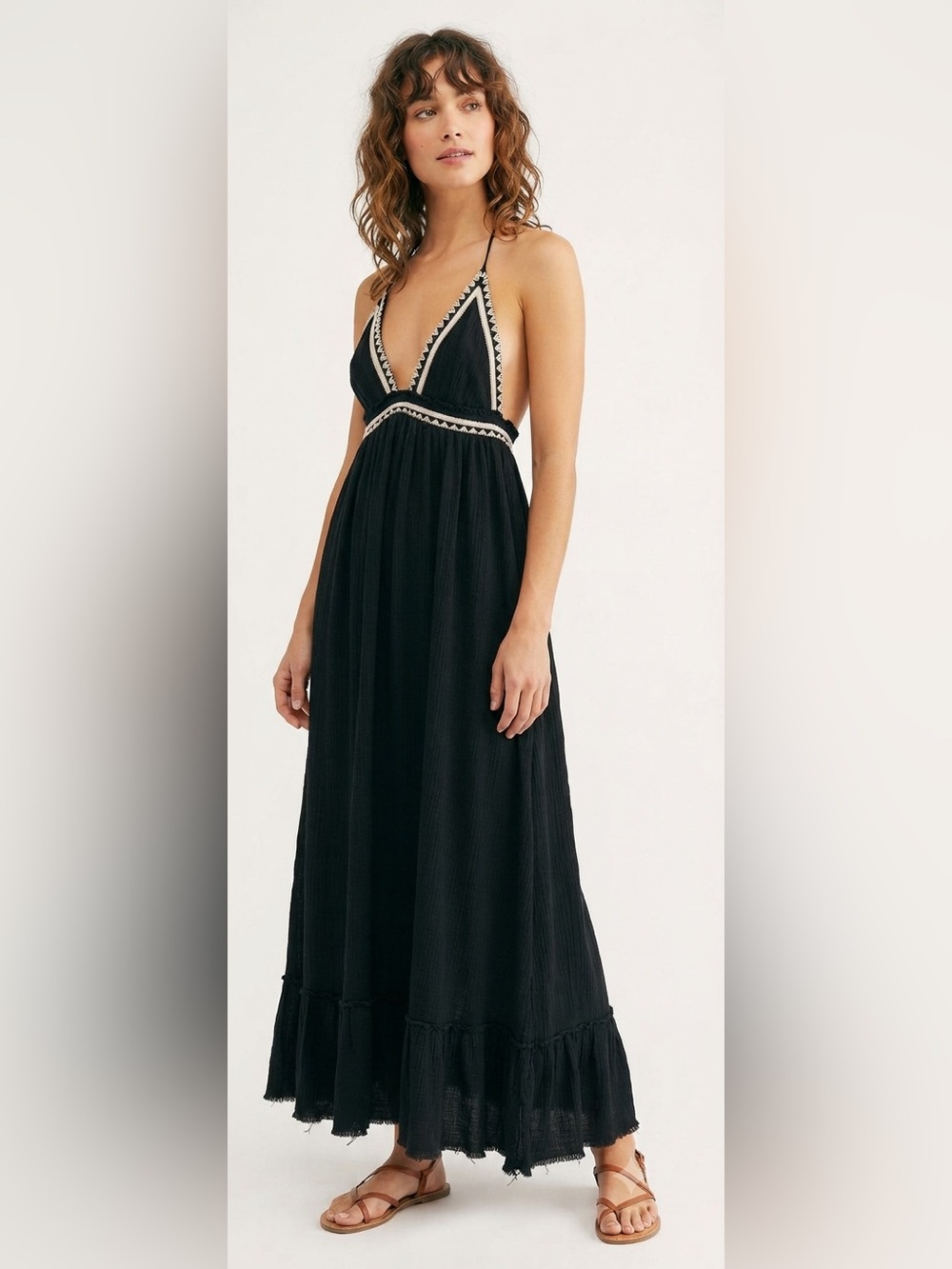 Free People "Love Shakin" Triangle Halter Maxi Dress: XS